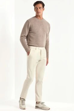Off-white Cotton And Cashmere Garda Trousers - Made In Italy -Pini Parma Clothing Store off white garda cotton cashmere 3