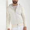 Off-white Ribbed Bomber With Hoodie - Made In Italy 2 Off-white Ribbed Bomber With Hoodie - Made In Italy -Pini Parma Clothing Store off white hooded bomber 1