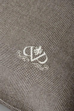 Taupe Prince Of Wales Wool Cushion - Made In Italy 8 Taupe Prince Of Wales Wool Cushion - Made In Italy -Pini Parma Clothing Store pow pillow 2