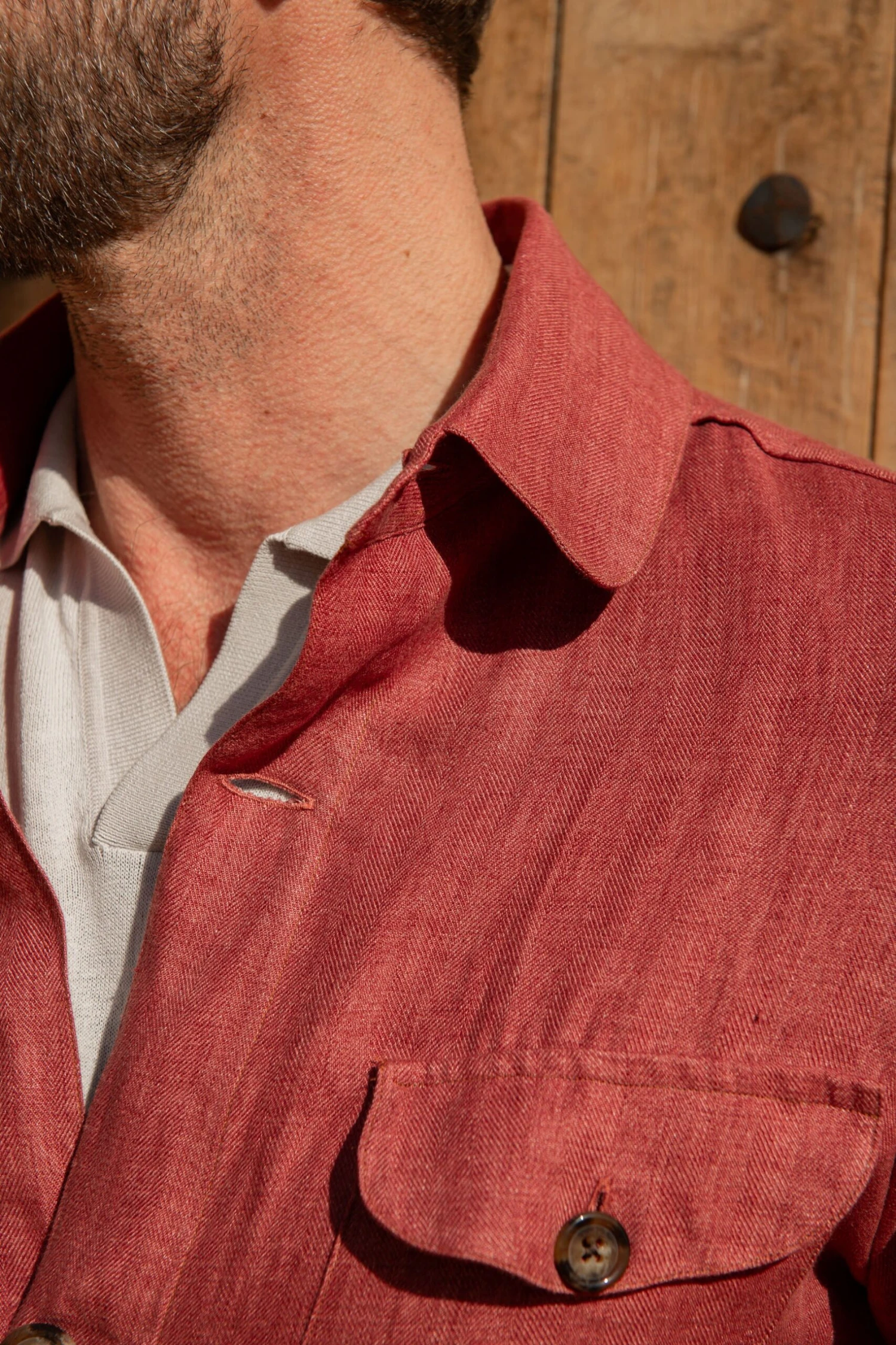 Red Herringbone Linen Safari Jacket – Made In Italy 4 Red Herringbone Linen Safari Jacket – Made In Italy - Image 2
