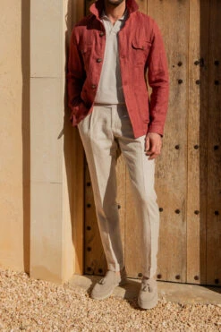 Red Herringbone Linen Safari Jacket – Made In Italy 10 Red Herringbone Linen Safari Jacket – Made In Italy -Pini Parma Clothing Store red herringbone linen safari jacket 6