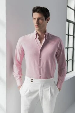 Red Soft Oxford Button Down Shirt - Made In Italy