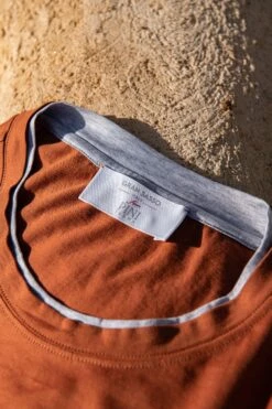 Rusty Cotton T-shirt With Collar Detail - Made In Italy -Pini Parma Clothing Store rusty cotton tshirt detailing gransasso 1
