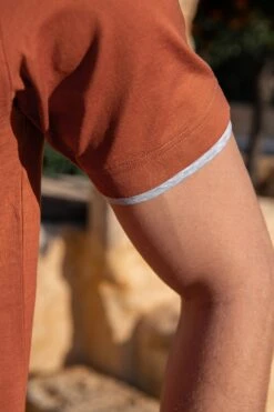 Rusty Cotton T-shirt With Collar Detail - Made In Italy -Pini Parma Clothing Store rusty cotton tshirt detailing gransasso 3