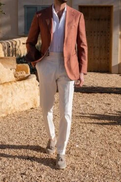 Rusty Wool Linen And Silk Jacket - Made In Italy -Pini Parma Clothing Store rusty wool silk linen jacket delfino 2