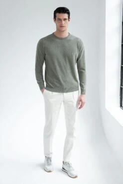 Sage Cashmere Round Neck – Made In Italy -Pini Parma Clothing Store sage cashmere roundneck 1