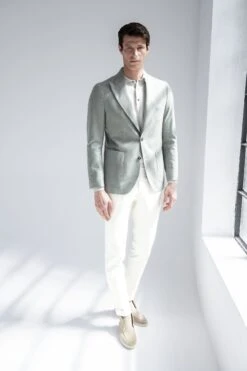 Sage Herringbone Jacket "Soragna Capsule Collection" - Made In Italy -Pini Parma Clothing Store sage herringbone jacket 1
