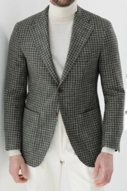 Sage Houndstooth Jacket - Made In Italy