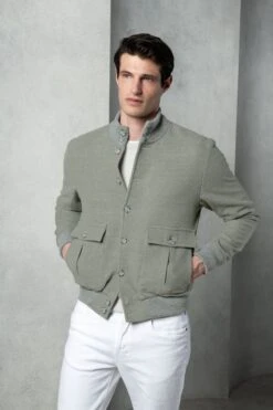 Sage Super 180's Wool Flannel Bomber Jacket – Made In Italy 9 Sage Super 180's Wool Flannel Bomber Jacket – Made In Italy -Pini Parma Clothing Store sage s180 flannel bomber 1