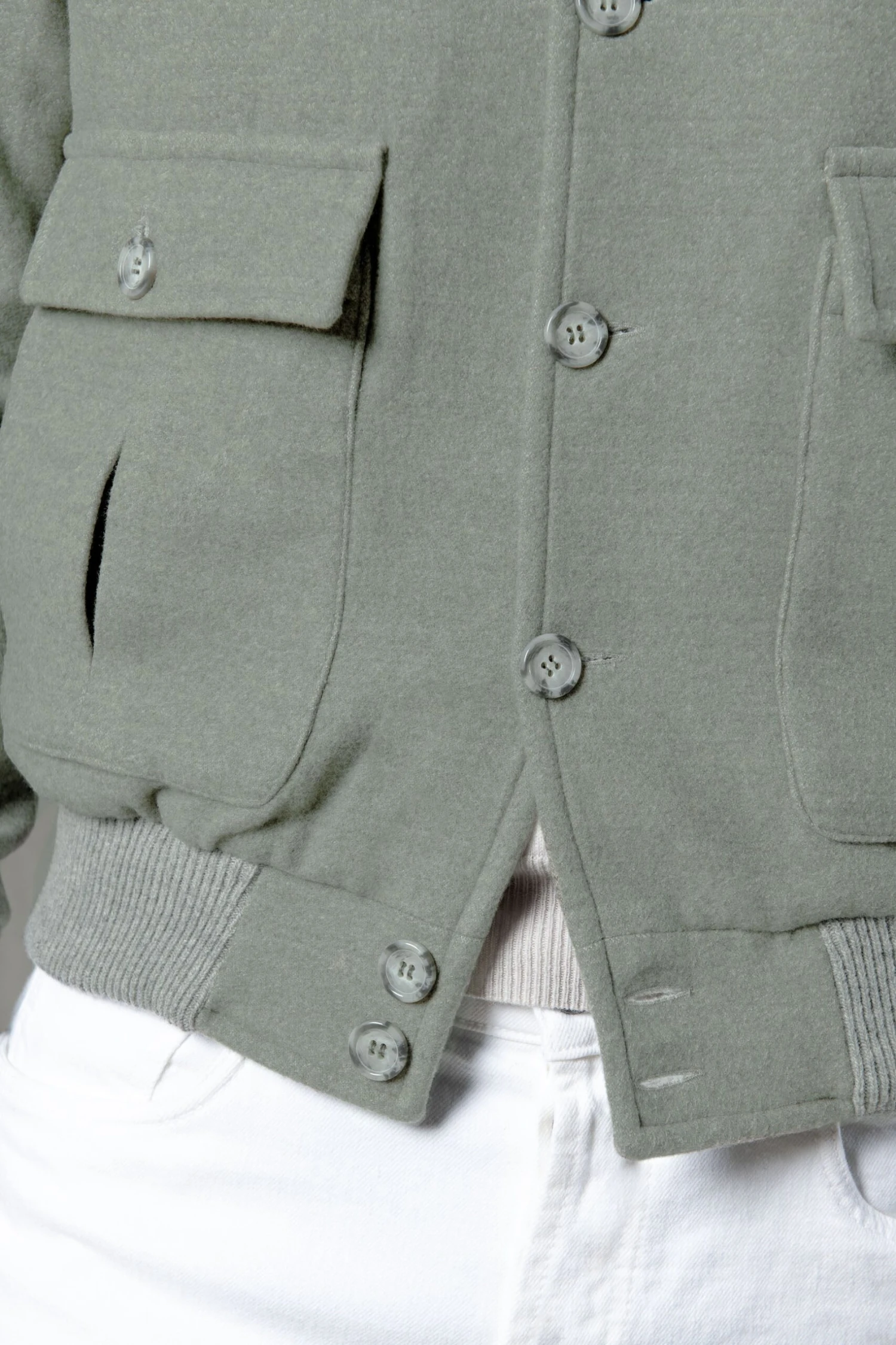 Sage Super 180's Wool Flannel Bomber Jacket – Made In Italy 4 Sage Super 180's Wool Flannel Bomber Jacket – Made In Italy - Image 2