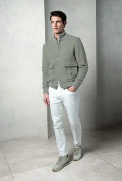 Sage Super 180's Wool Flannel Bomber Jacket – Made In Italy 8 Sage Super 180's Wool Flannel Bomber Jacket – Made In Italy -Pini Parma Clothing Store sage s180 flannel bomber 3