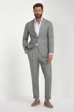 Sage Solaro Wool And Silk Suit - Made In Italy