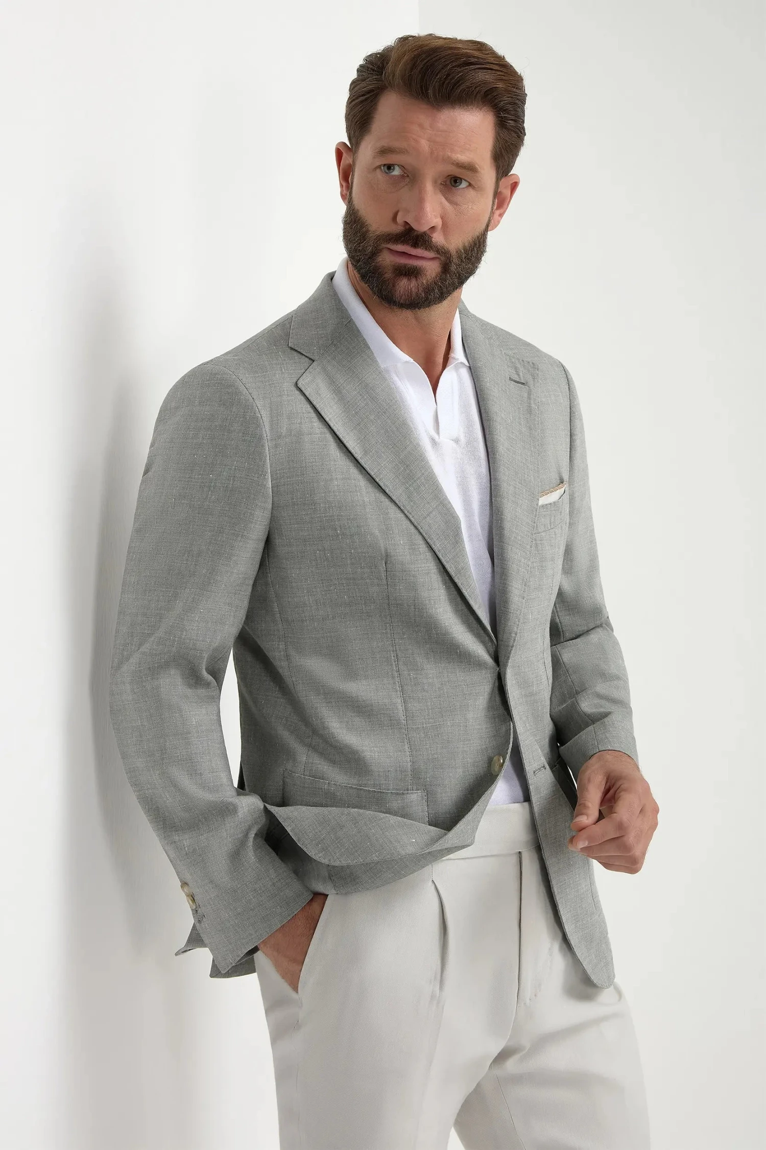 Sage Wool And Linen Jacket - Made In Italy 3 Sage Wool And Linen Jacket - Made In Italy