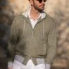 Sage Suede Hooded Bomber Jacket – Made In Italy 1 Sage Suede Hooded Bomber Jacket – Made In Italy -Pini Parma Clothing Store sage suede hooded bomber 2
