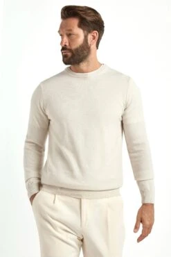 Sand Cashmere Round Neck – Made In Italy