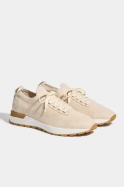 Sand Knitted Sneakers - Made In Italy