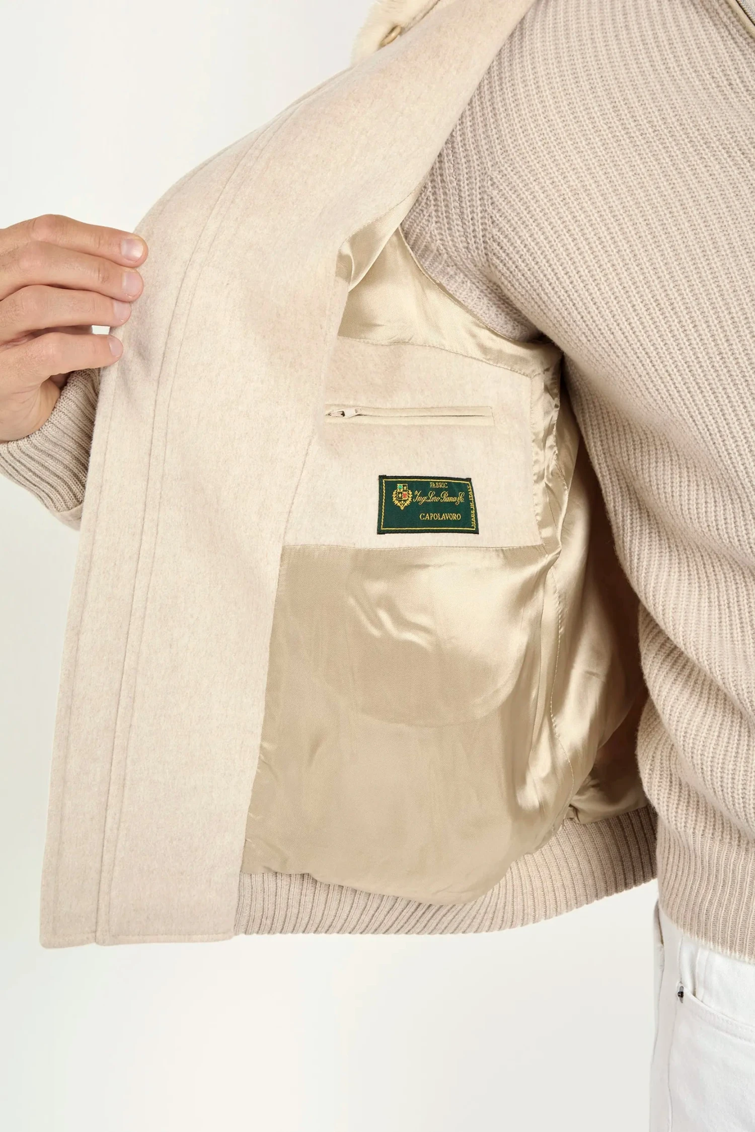 Sand Bomber With Removable Mink Collar – Made In Italy 5 Sand Bomber With Removable Mink Collar – Made In Italy - Image 3