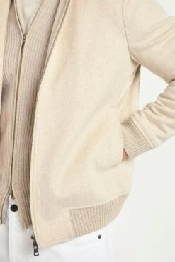 Sand Bomber With Removable Mink Collar – Made In Italy 12 Sand Bomber With Removable Mink Collar – Made In Italy -Pini Parma Clothing Store sand loro piana mink collar bomber 3