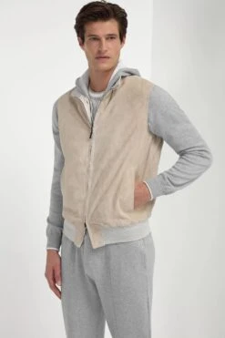 Sand Suede Reversible Vest - Made In Italy