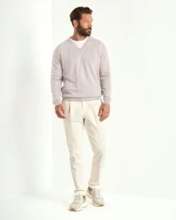 Sand V-neck Sweater - Made In Italy 8 Sand V-neck Sweater - Made In Italy -Pini Parma Clothing Store sand v neck sweater 2