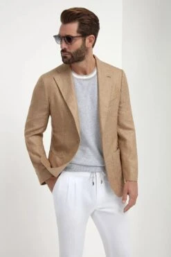 Sandstone Herringbone Jacket - Made In Italy