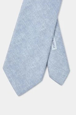 Sky Blue Linen And Silk Tie - Made In Italy 9 Sky Blue Linen And Silk Tie - Made In Italy -Pini Parma Clothing Store sky blue linen silk tie 4