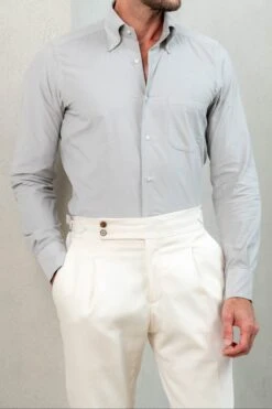 Stone Button Down Velvet Effect Shirt - Made In Italy