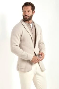 Stone Knitted Jacket – Wool And Cashmere – Made In Italy -Pini Parma Clothing Store stone knitted jacket 1