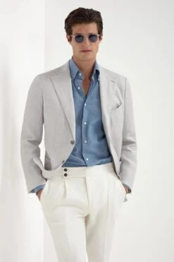 Stone Linen Jacket - Made In Italy