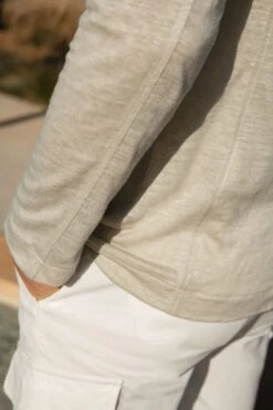 Stone Linen Knitted Jacket - Made In Italy -Pini Parma Clothing Store stone linen knitted jacket 3