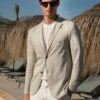 Stone Linen Knitted Jacket - Made In Italy -Pini Parma Clothing Store stone linen knitted jacket 4
