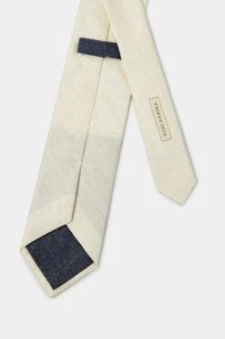 Stone Linen And Silk Tie - Made In Italy -Pini Parma Clothing Store stone linen silk tie 2