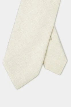 Stone Linen And Silk Tie - Made In Italy -Pini Parma Clothing Store stone linen silk tie 4
