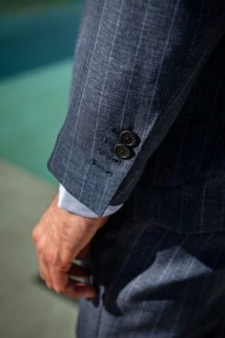 Denim Striped Wool Suit - Made In Italy 10 Denim Striped Wool Suit - Made In Italy -Pini Parma Clothing Store striped blue denim wool suit 4