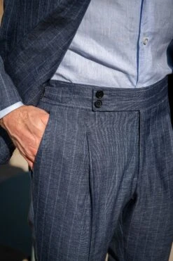 Denim Striped Wool Suit - Made In Italy 9 Denim Striped Wool Suit - Made In Italy -Pini Parma Clothing Store striped blue denim wool suit 5