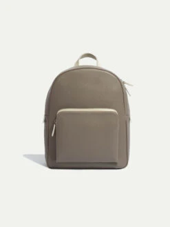Taupe Leather Backpack - Made In Italy