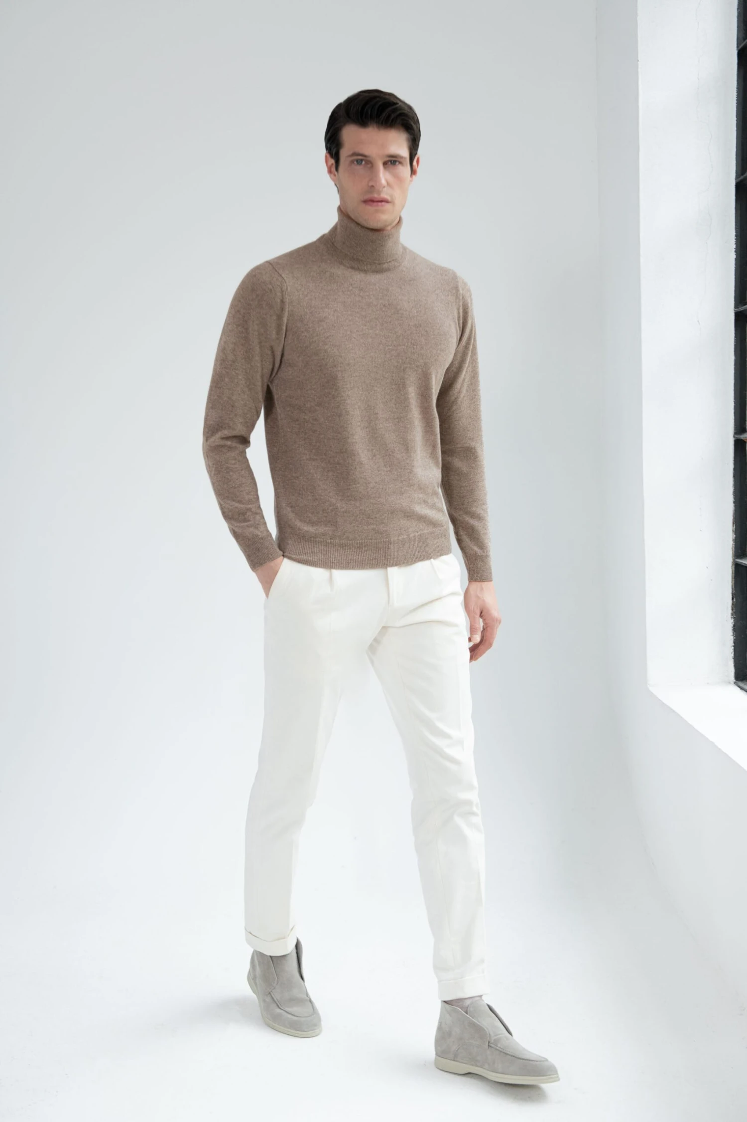 Taupe Cashmere Turtleneck – Made In Italy 7 Taupe Cashmere Turtleneck – Made In Italy - Image 5