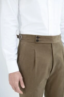 Taupe Cotton Soragna Trousers - Made In Italy