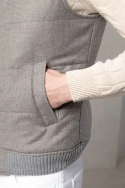 Taupe Down Vest In Wool & Cashmere – Made In Italy 8 Taupe Down Vest In Wool & Cashmere – Made In Italy -Pini Parma Clothing Store taupe down vest loro piana wool 4