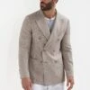 Taupe Herringbone Double Breasted Jacket - Made In Italy 2 Taupe Herringbone Double Breasted Jacket - Made In Italy -Pini Parma Clothing Store taupe herringbone double breasted jacket 1