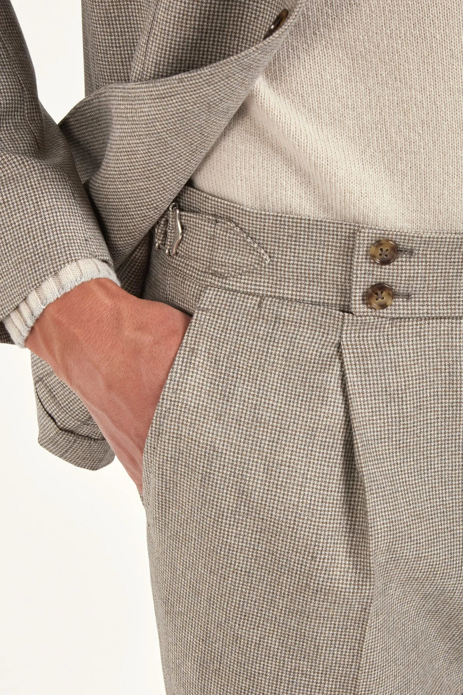 Taupe Houndstooth Suit - Made In Italy 4 Taupe Houndstooth Suit - Made In Italy - Image 2