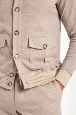 Taupe Jersey Cardigan - Made In Italy 8 Taupe Jersey Cardigan - Made In Italy -Pini Parma Clothing Store taupe jersey cardigan 3