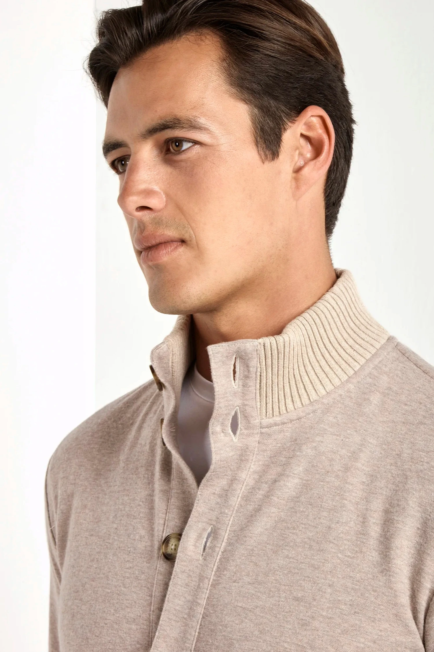 Taupe Jersey Cardigan - Made In Italy 4 Taupe Jersey Cardigan - Made In Italy - Image 2