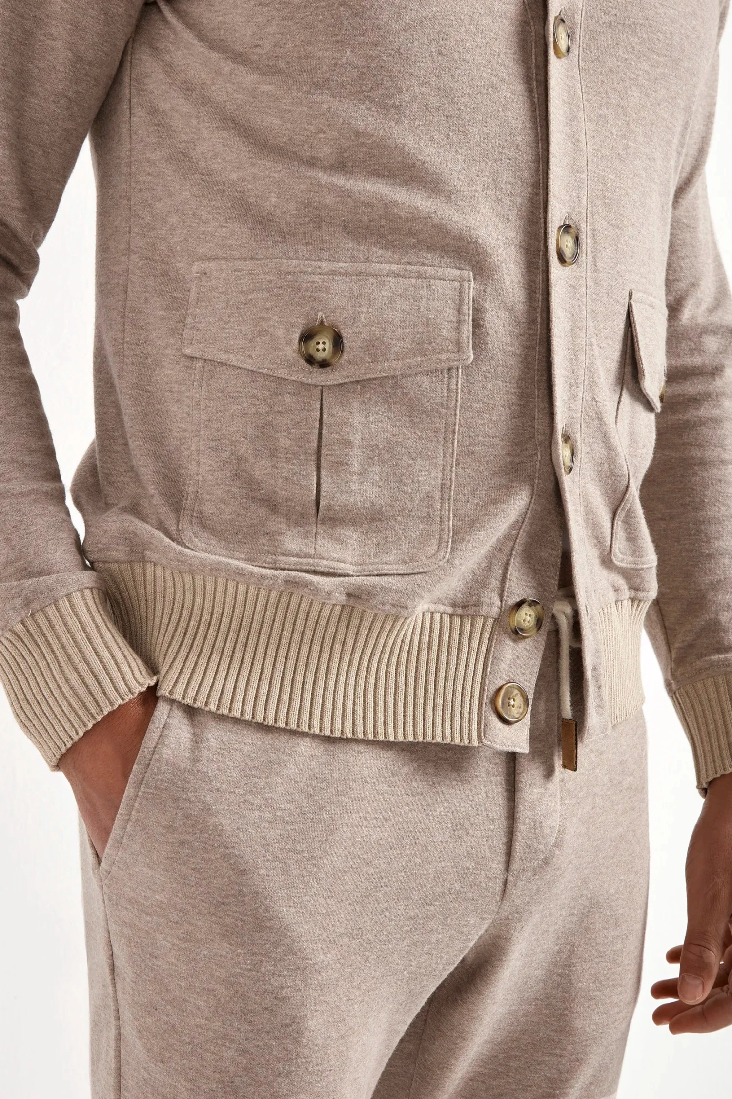 Taupe Jersey Cardigan - Made In Italy 6 Taupe Jersey Cardigan - Made In Italy - Image 4