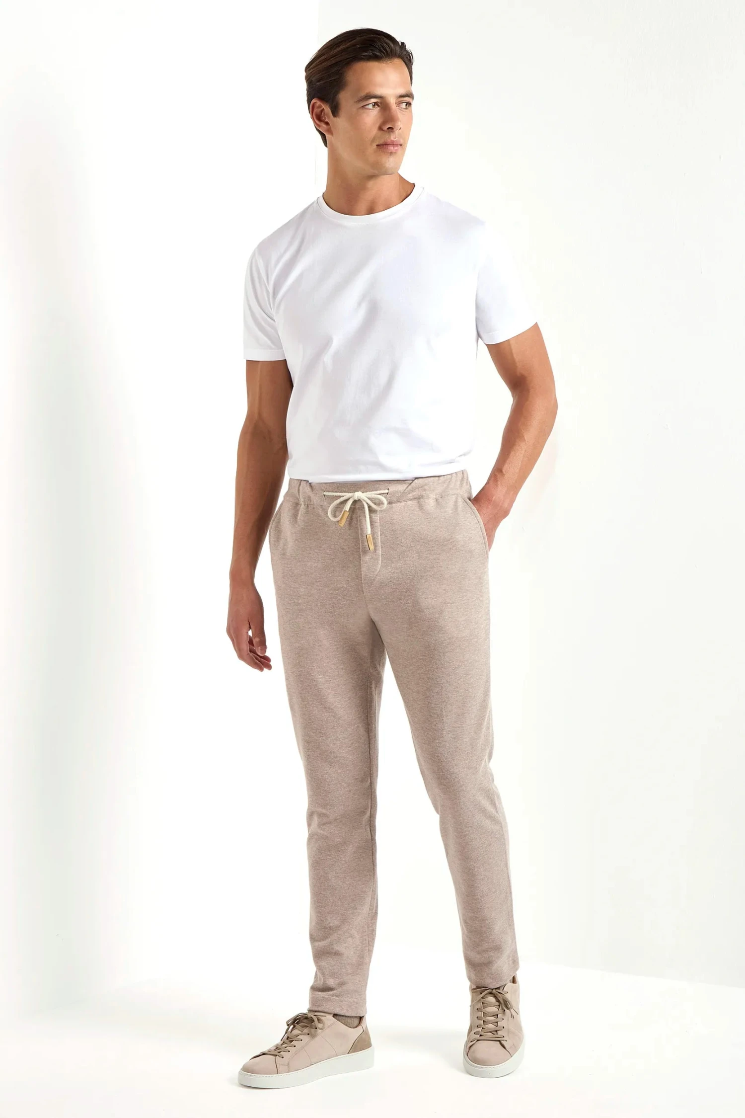 Taupe Jersey Jogger Pants - Made In Italy 7 Taupe Jersey Jogger Pants - Made In Italy - Image 5