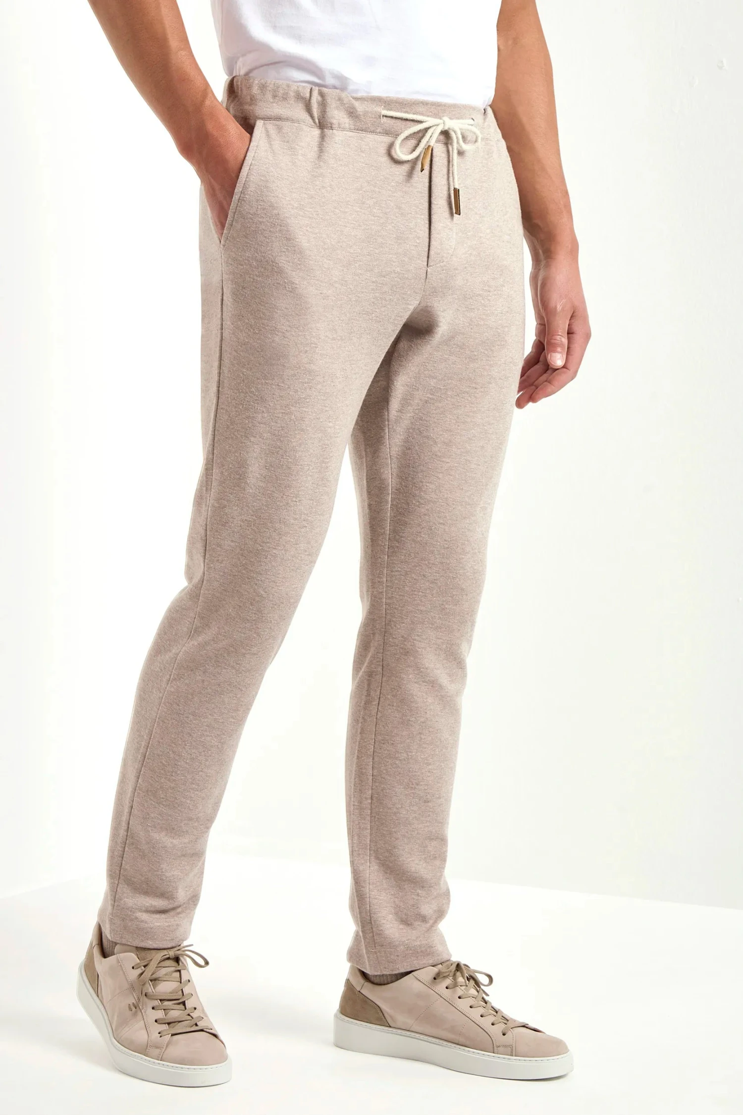 Taupe Jersey Jogger Pants - Made In Italy 3 Taupe Jersey Jogger Pants - Made In Italy