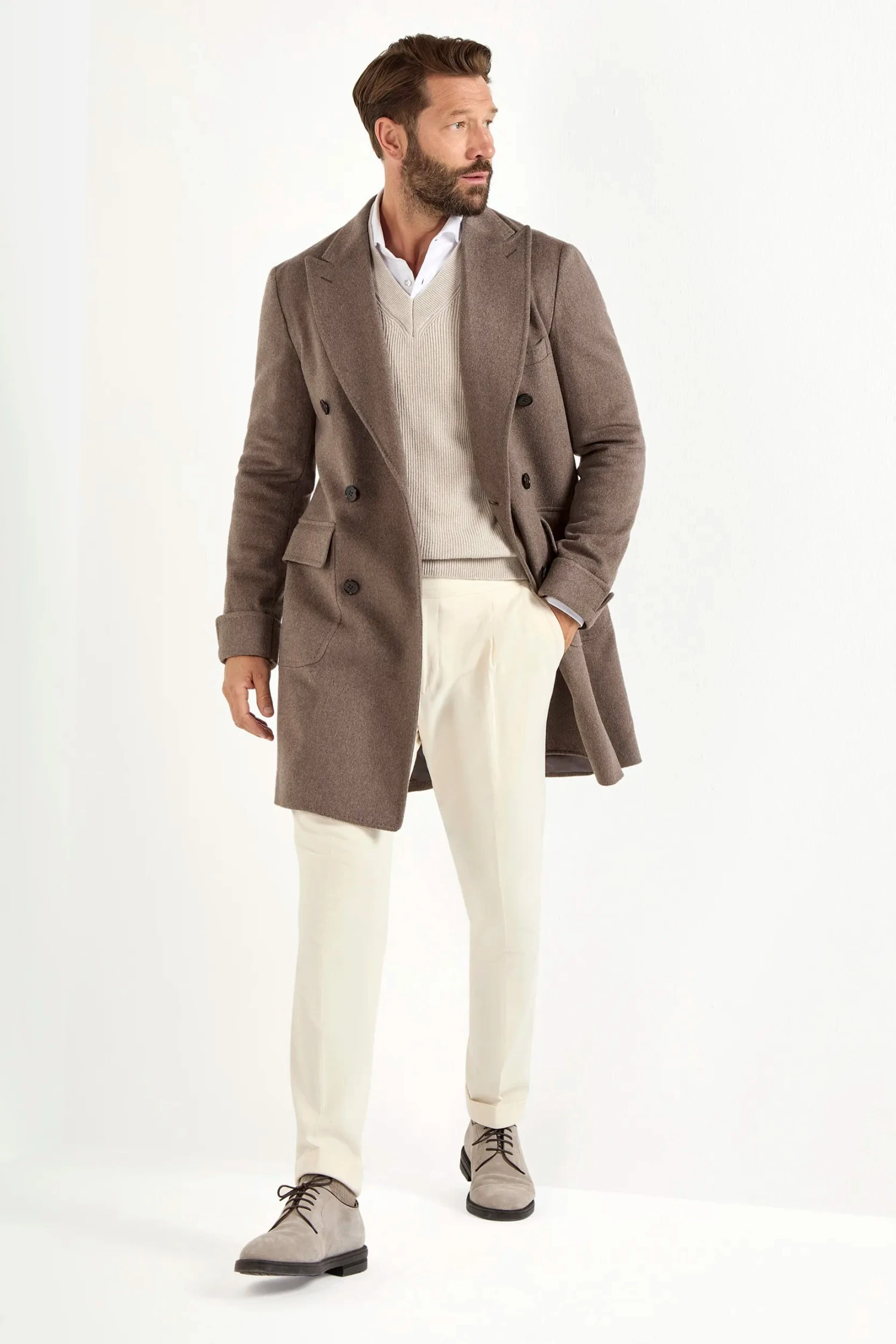 Taupe Polo Coat – Made In Italy 6 Taupe Polo Coat – Made In Italy - Image 4