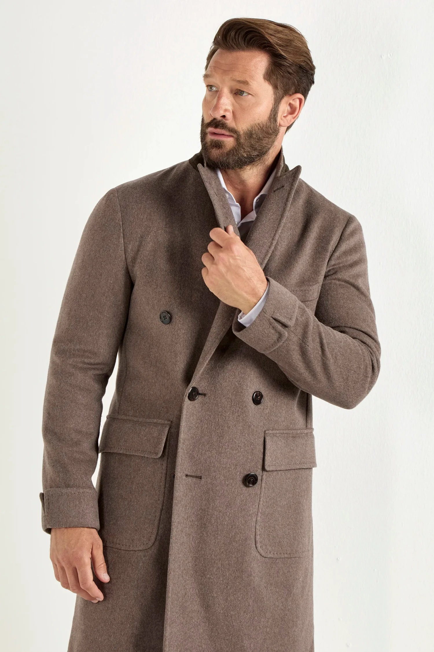 Taupe Polo Coat – Made In Italy 3 Taupe Polo Coat – Made In Italy