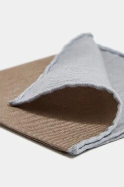 Taupe Reversible Pocket Square - Made In Italy -Pini Parma Clothing Store taupe reversible pocket square 2