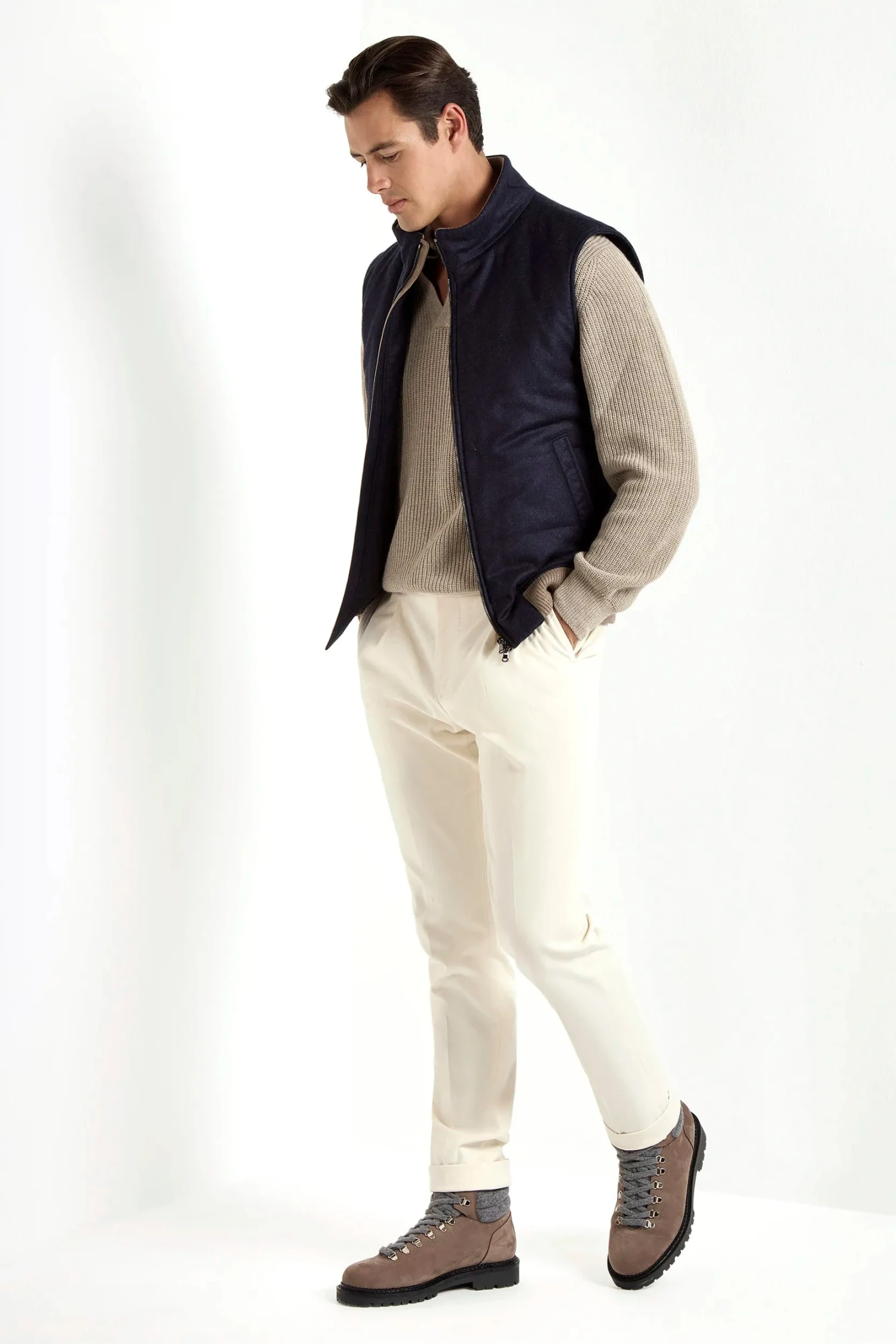 Taupe Ribbed Cashmere Blend Polo – Made In Italy 7 Taupe Ribbed Cashmere Blend Polo – Made In Italy - Image 5